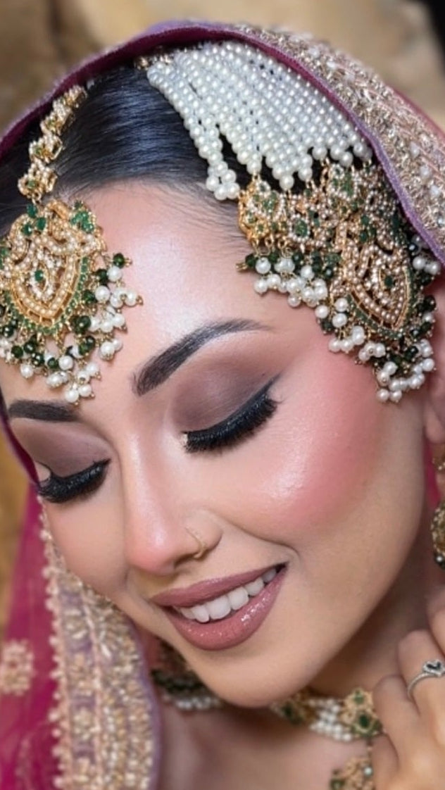 Pearl & green bridal set