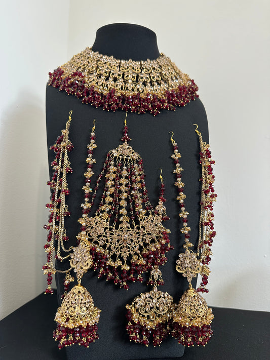 Bridal set gold & maroon