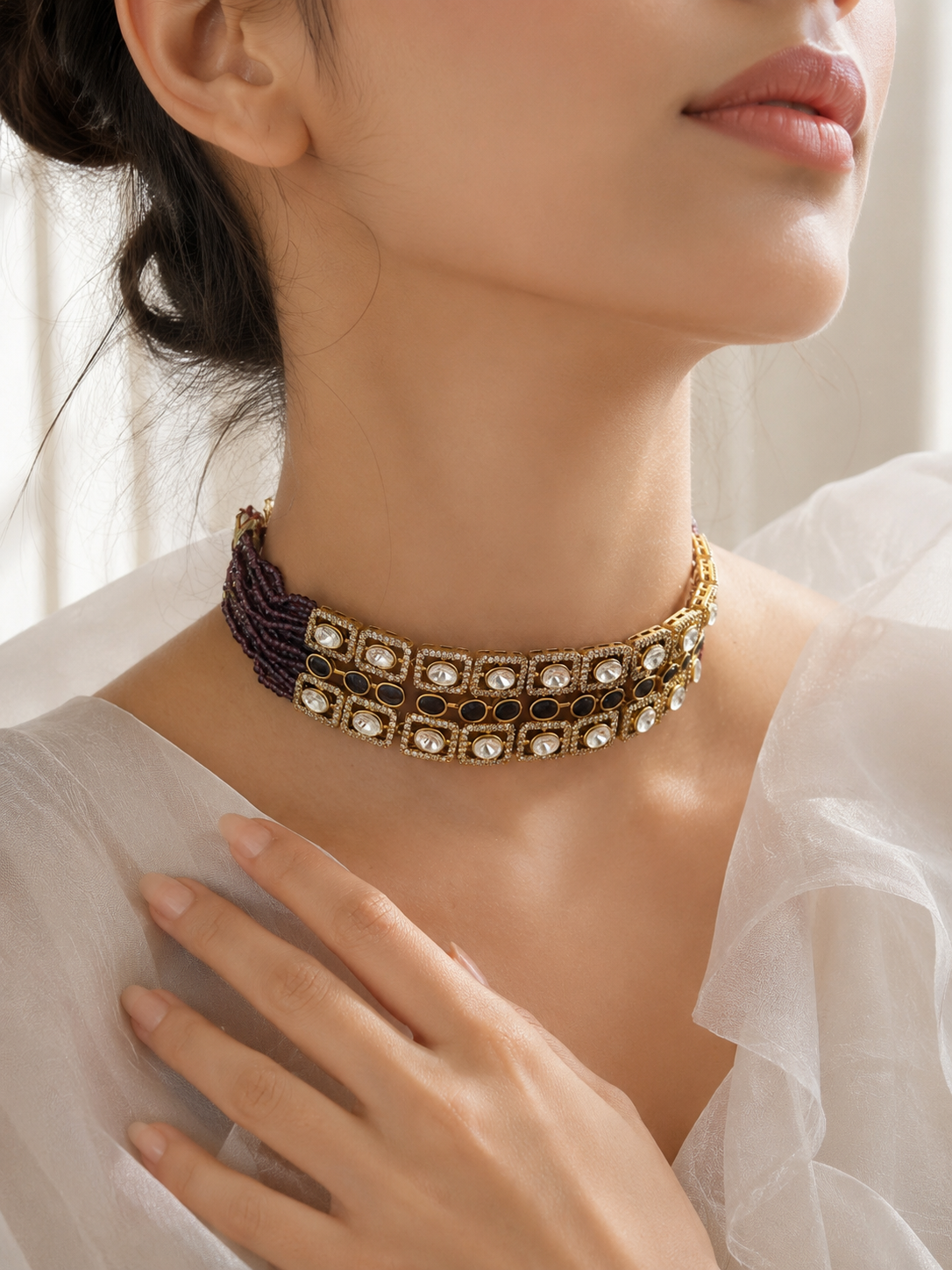 Purple Beaded Chokar