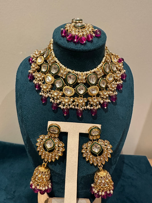 KUNDAN NECKLACE (Magenta)